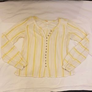 Striped Free People linen blend blouse